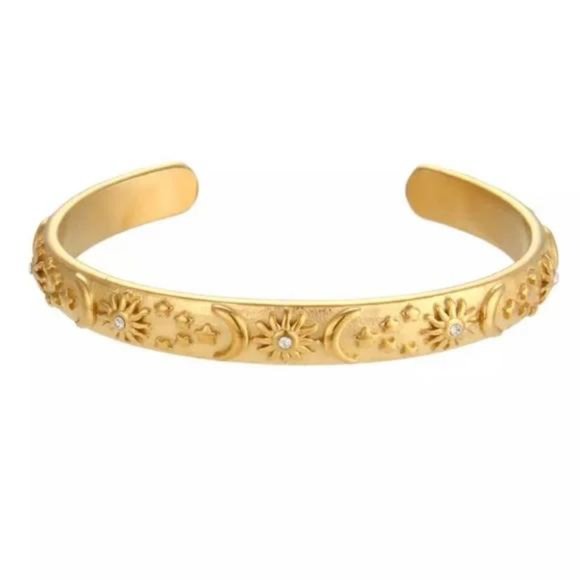 NEW 18K GOLD SUN MOON STAR CUFF BRACELET, NICE BRACELET, CUTE BRACELET - Picture 5 of 5